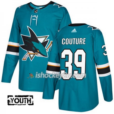 Børn NHL San Jose Sharks Trøje Logan Couture 39 Adidas 2017-2018 Teal Authentic